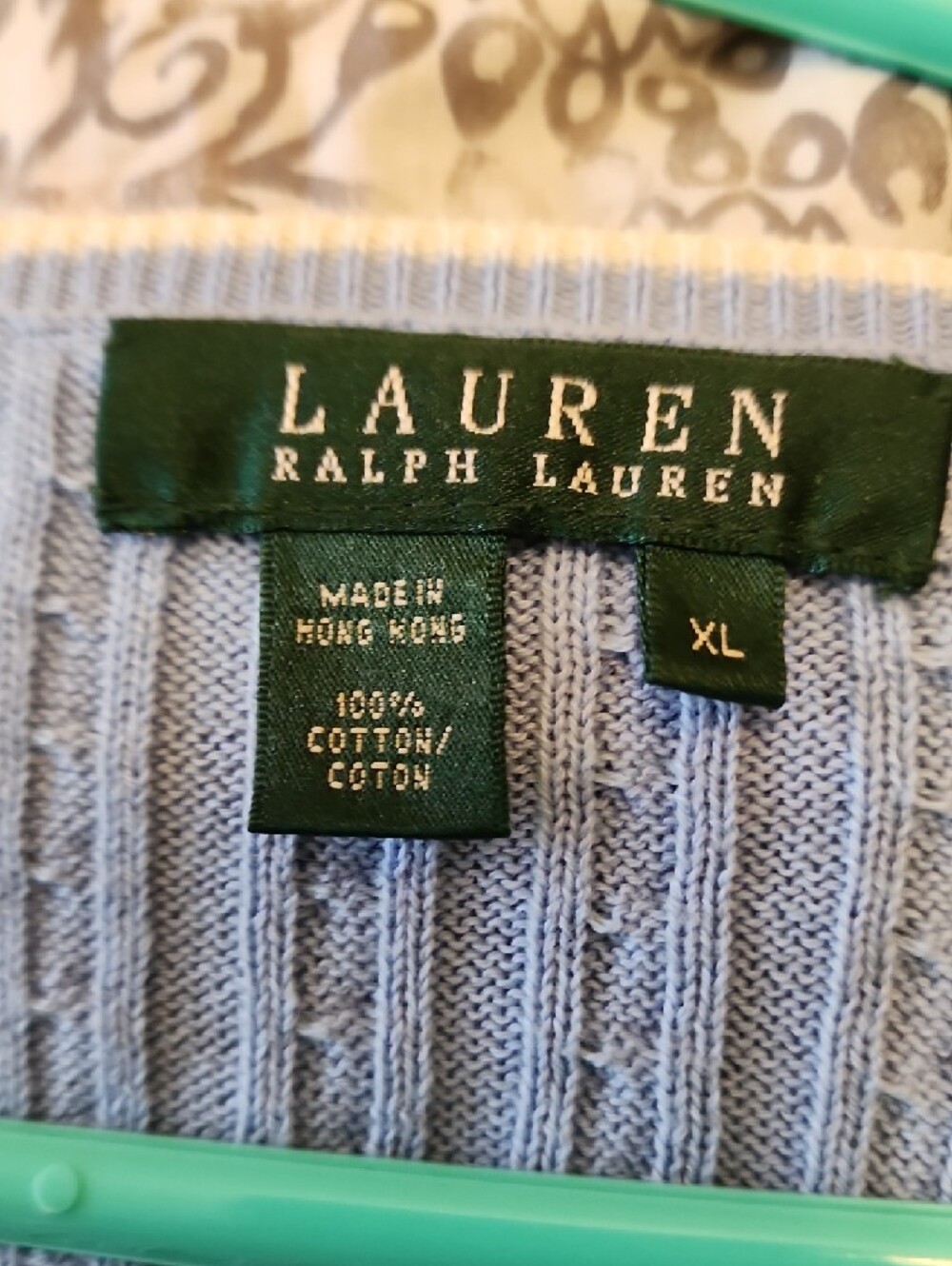 Ralph Lauren Light Blue V-Neck Cableknit Sweater - Picture 2 of 7